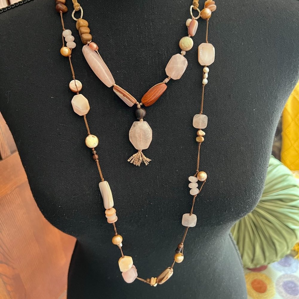 Silpada Rose Quartz Mixed Materials Necklaces